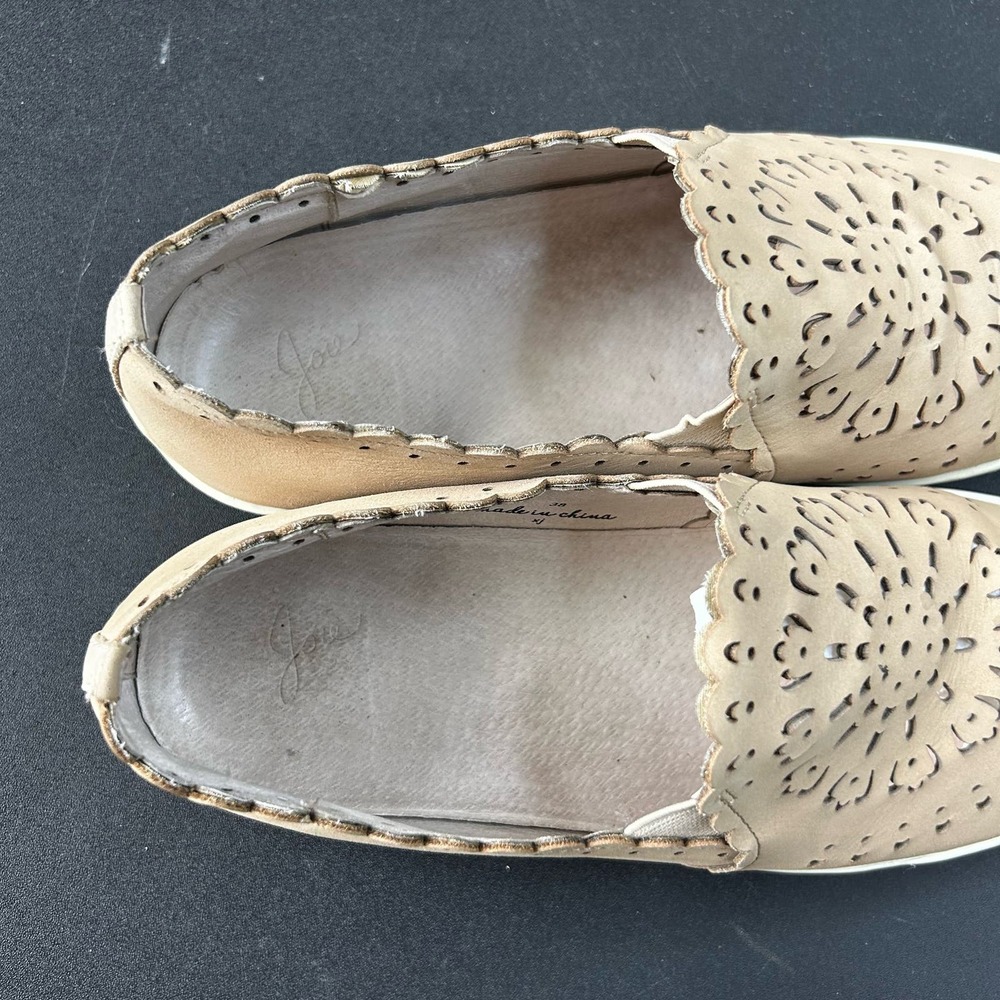Joie Beige Nude Faux Leather Lace Laser Cut Out Almond Toe Slip On Loafer EUR 38 - Picture 3 of 12